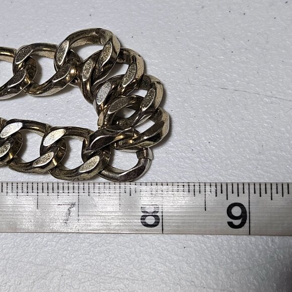 Vintage Silver Cuban Link Chunky Chain Necklace Steam Punk Goth Fashion Jewelry - Picture 5 of 5